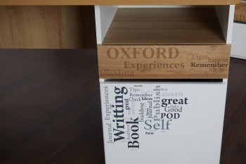 Стол с ящиками «Оксфорд» (Ривьера/Белый с рисунком) в Куйбышеве - kujbyshev.mebel54.com | фото